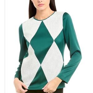 Tory Burch Green and White Blouse